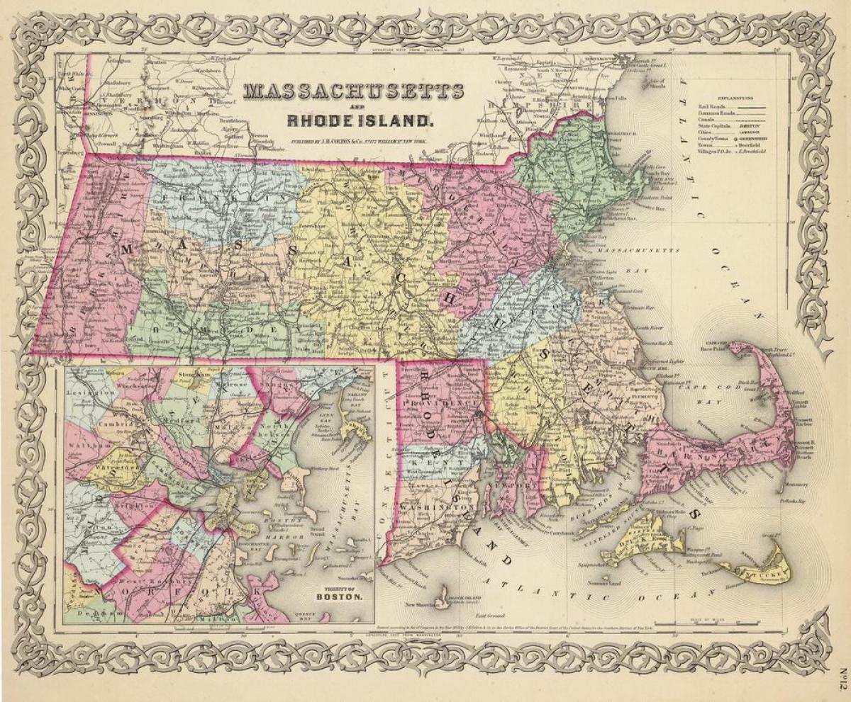 地図のマサチューセッツ州ボストン ボストンの質量マップ アメリカ合衆国