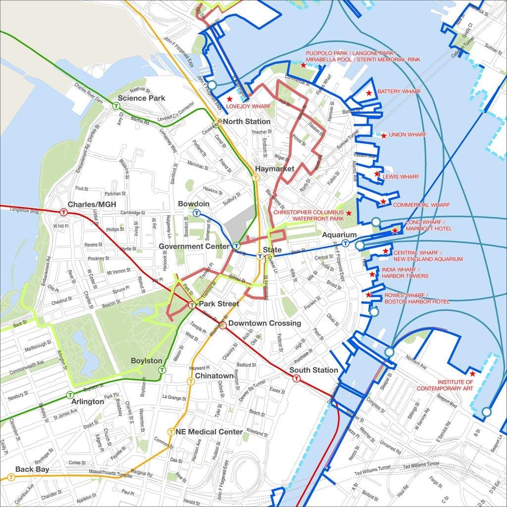 ボストンの散歩ツアーの地図