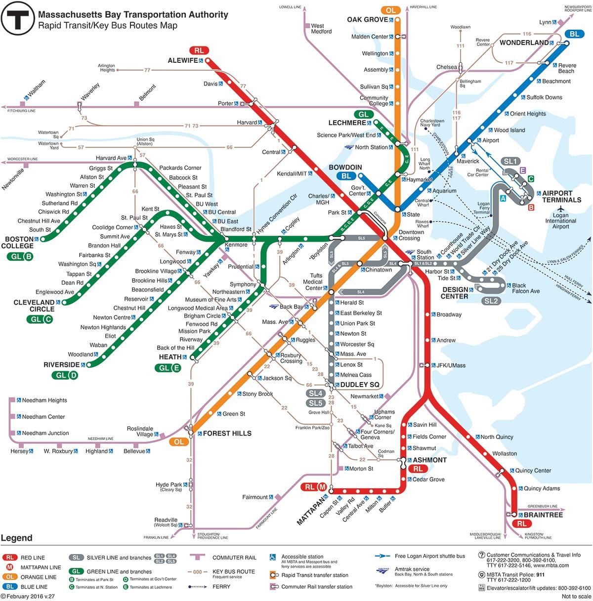 T車のボストンの地図