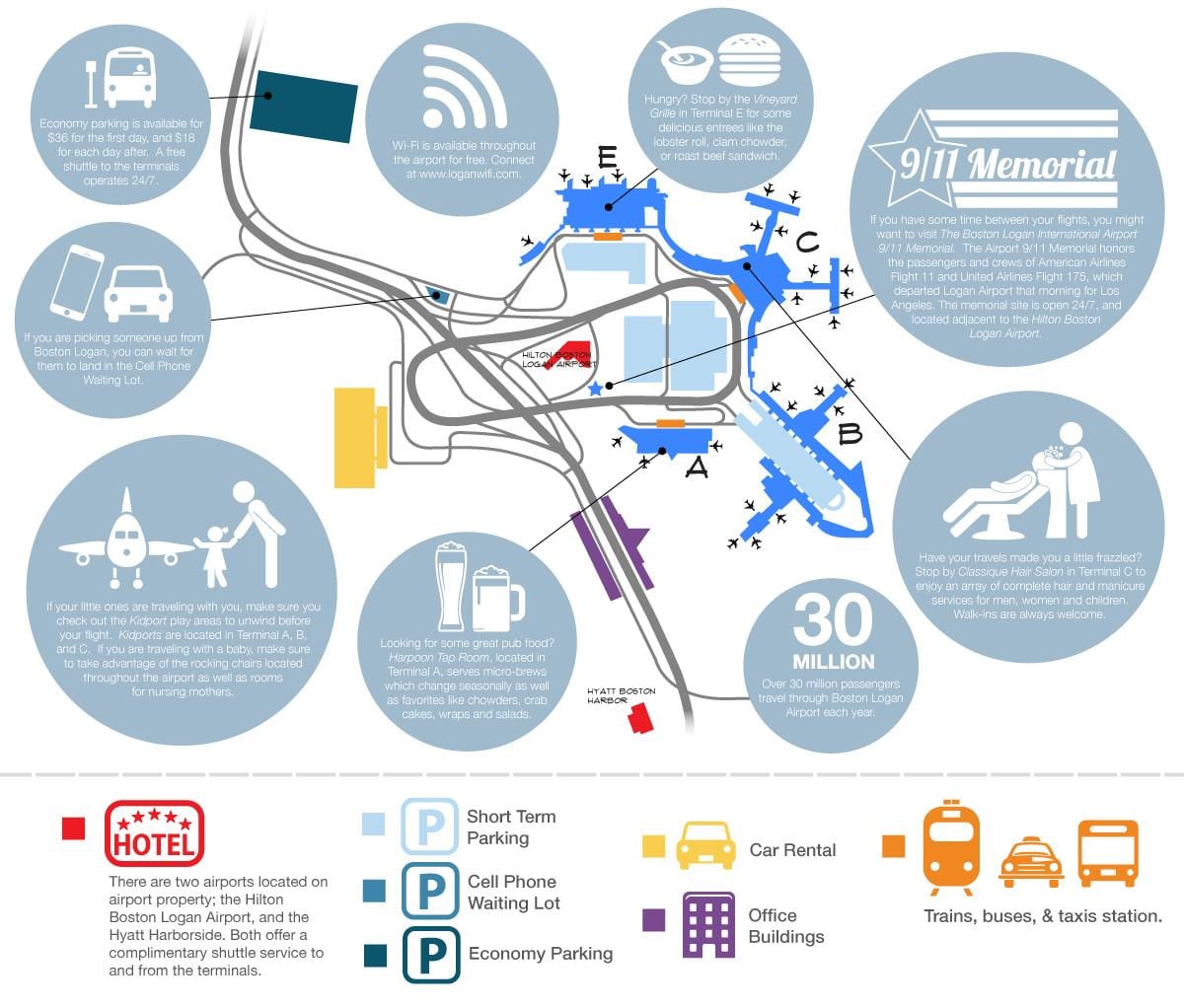 ボストンローガン駐車場を地図