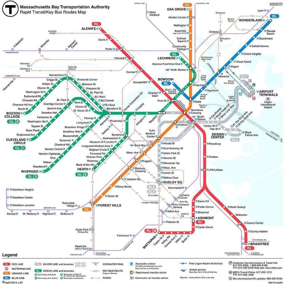 MBTAボストンの地図