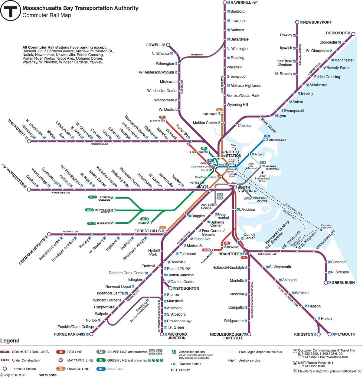 通勤鉄道の地図Boston