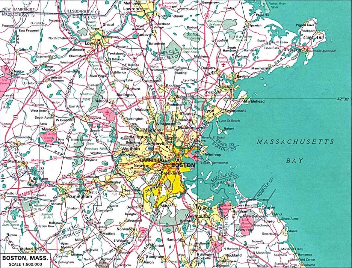 地図の大ボストン地区
