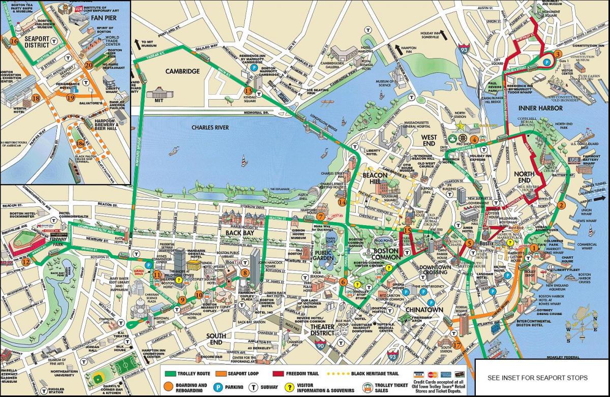 ボストンファミリー向けホテトロリーツアーの地図