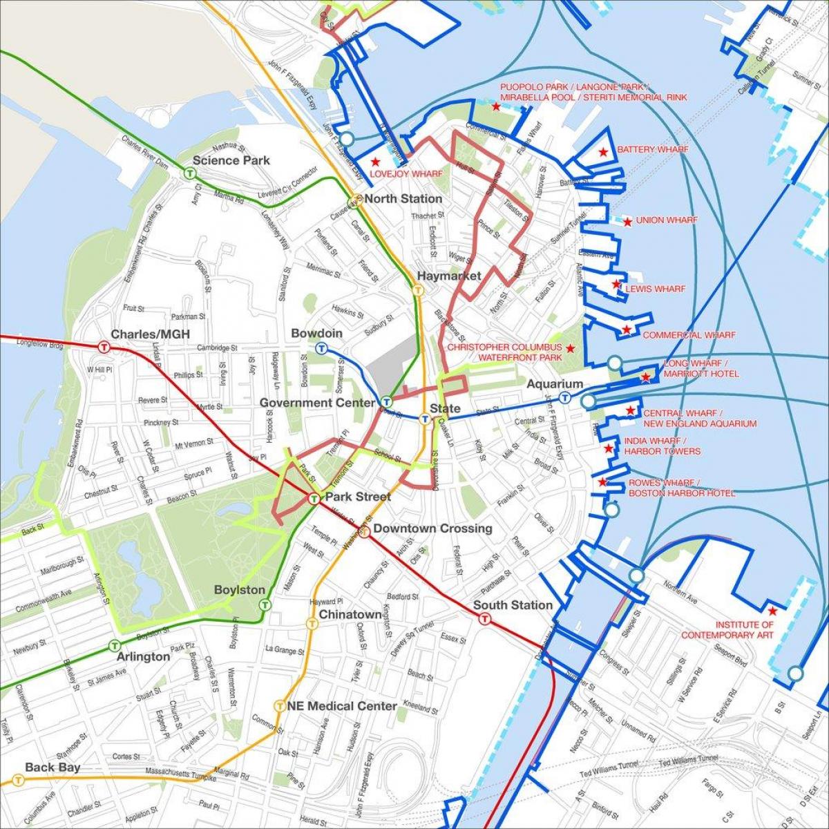 ボストンの散歩ツアーの地図