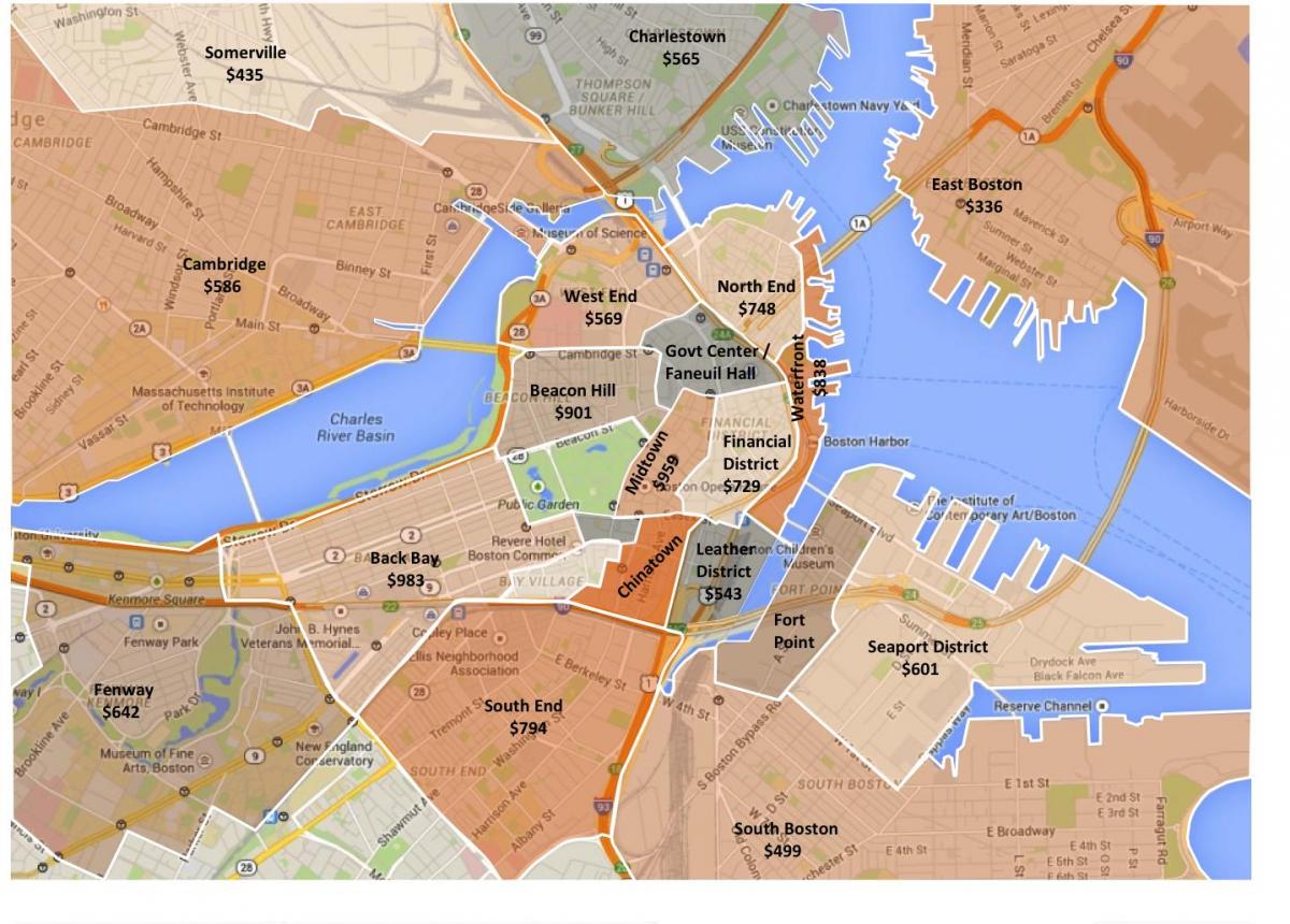 都市ボストンゾーニングの地図
