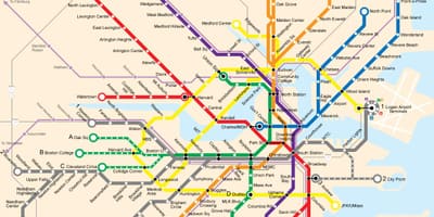 ボストン公共交通機関の地図