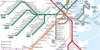 T車のボストンの地図