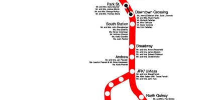 赤いラインボストンの地図